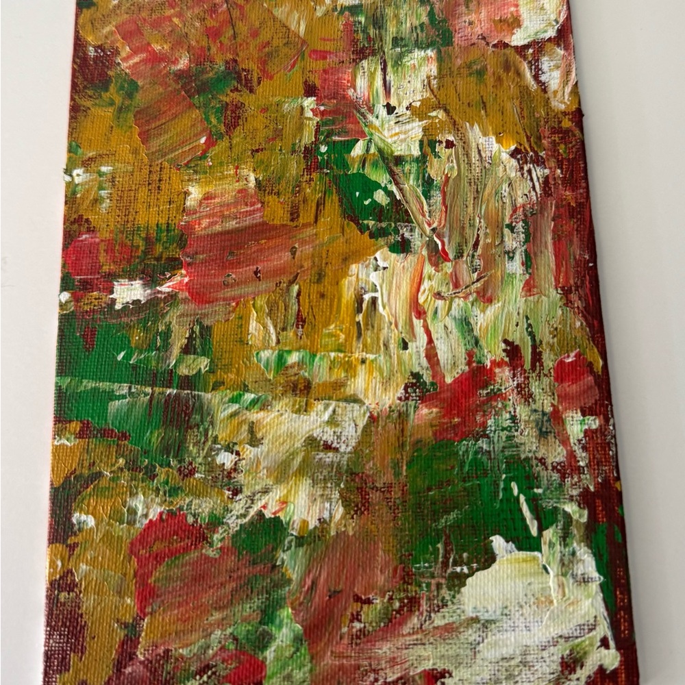 Painting Acrylic Art Abstract Original Unique 5x7 Love Abstract Dark Orange Care